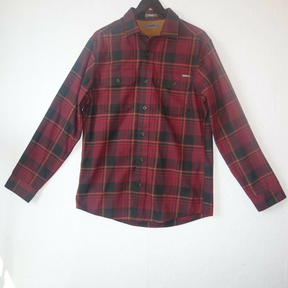 New Eddie Bauer Soft Flannel Button Up Shirt Red … - image 1